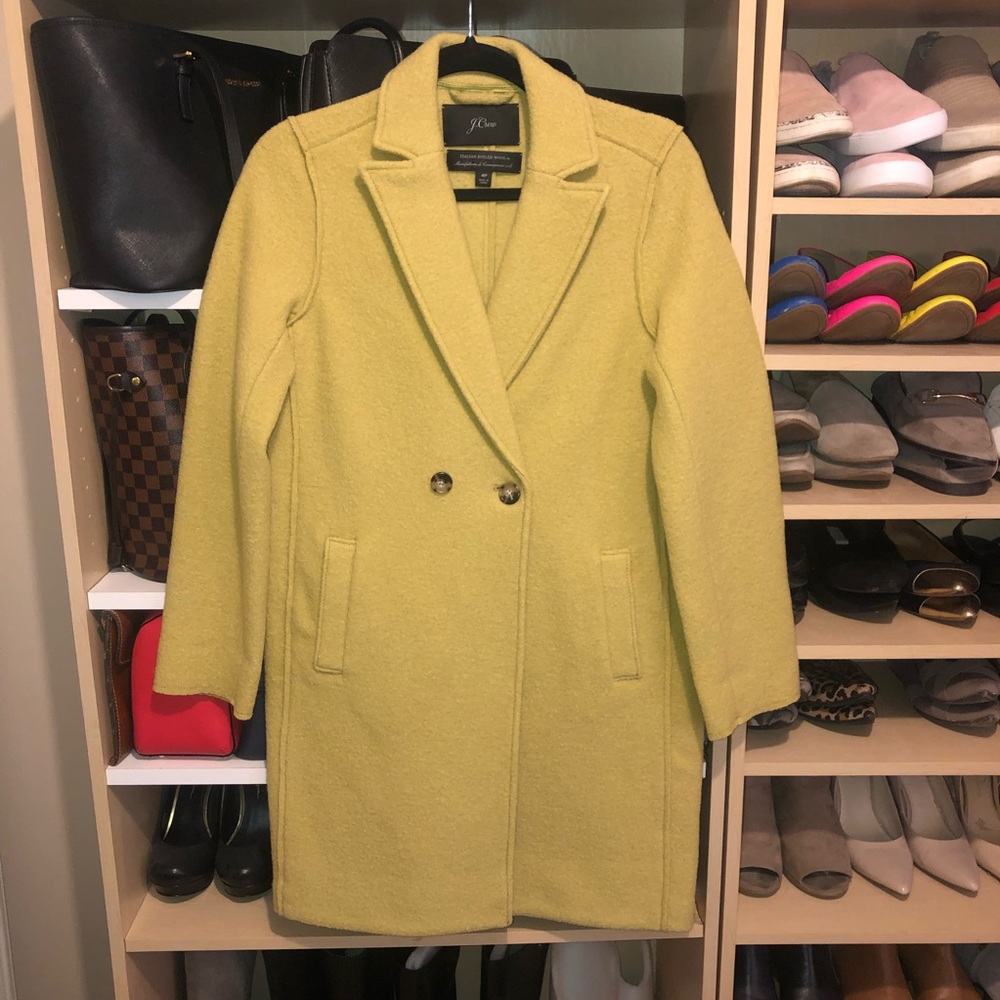 J Crew Boiled Wool Daphne Topcoat Chartreuse Split Pea 4P - Picture 3 of 6
